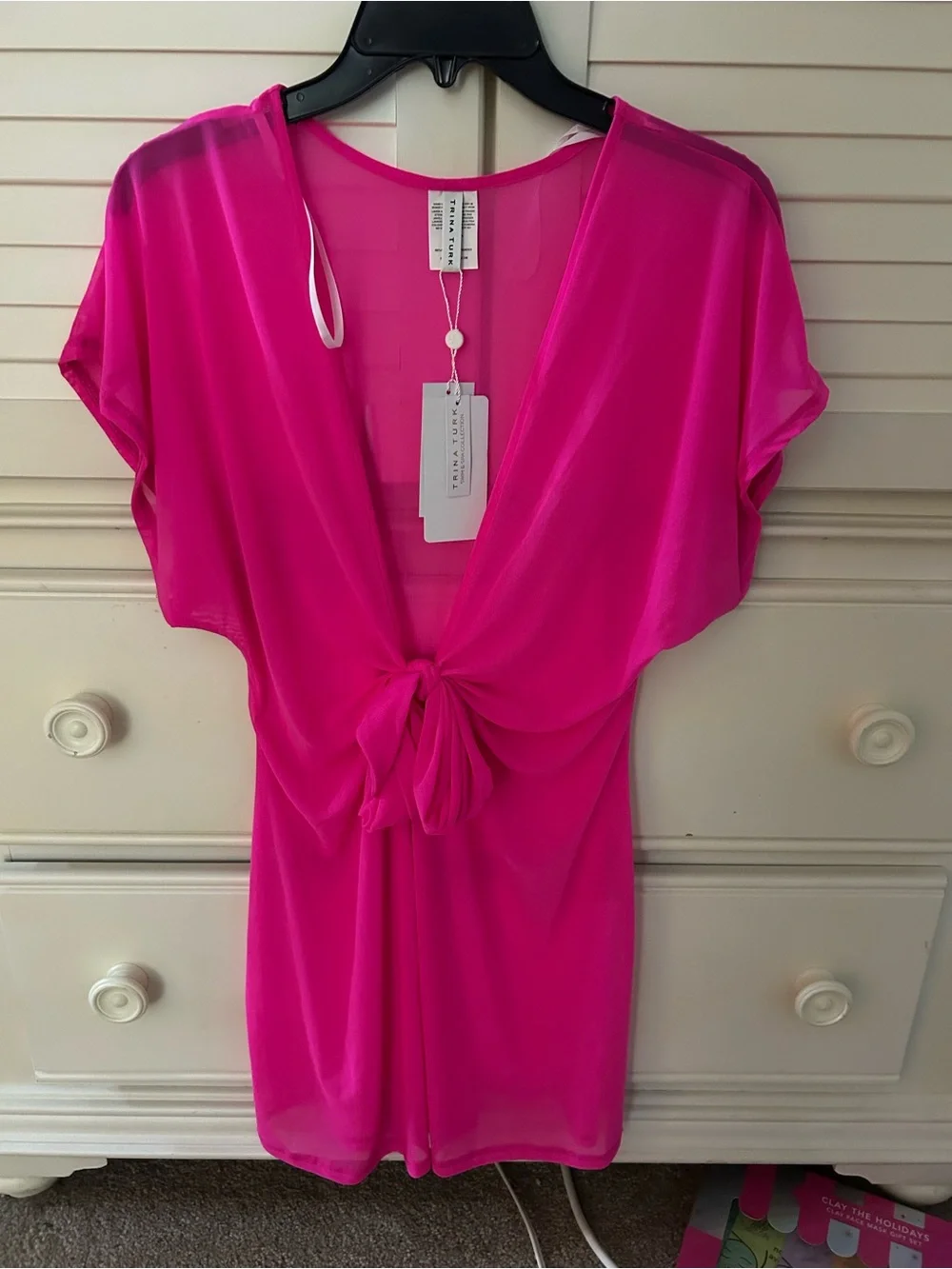 Trina Turk Hot Pink Tie-Front Tunic